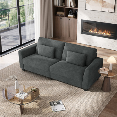 79'' W Modern Loveseat Sofa, Comfy Velvet Couch with Spring Cushion, Removable Cover, Sturdy Frame, Deep Seat, Easy Assembly for Living Room, Bedroom, Office, and Small Space, Gray