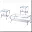 Ensemble de 3 tables basses chromées avec plateaux en verre trempé transparent pour un salon élégant et moderne-143835546