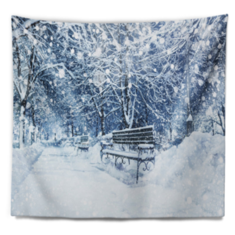 Paysage urbain recouvert de tapisserie enneigée, H 32 po x l 39 po