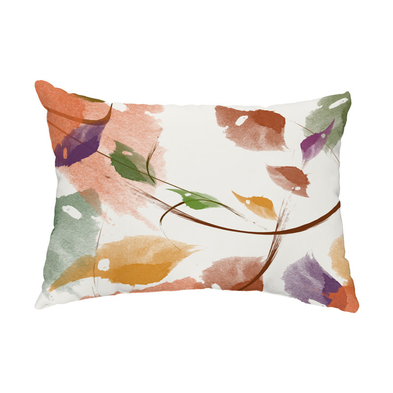 Floral Outdoor Reversible Throw Pillow, Orange