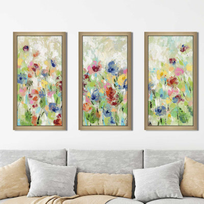 « printemps pâturage fleurs », reproduction de peinture à l’acrylique à multiples images