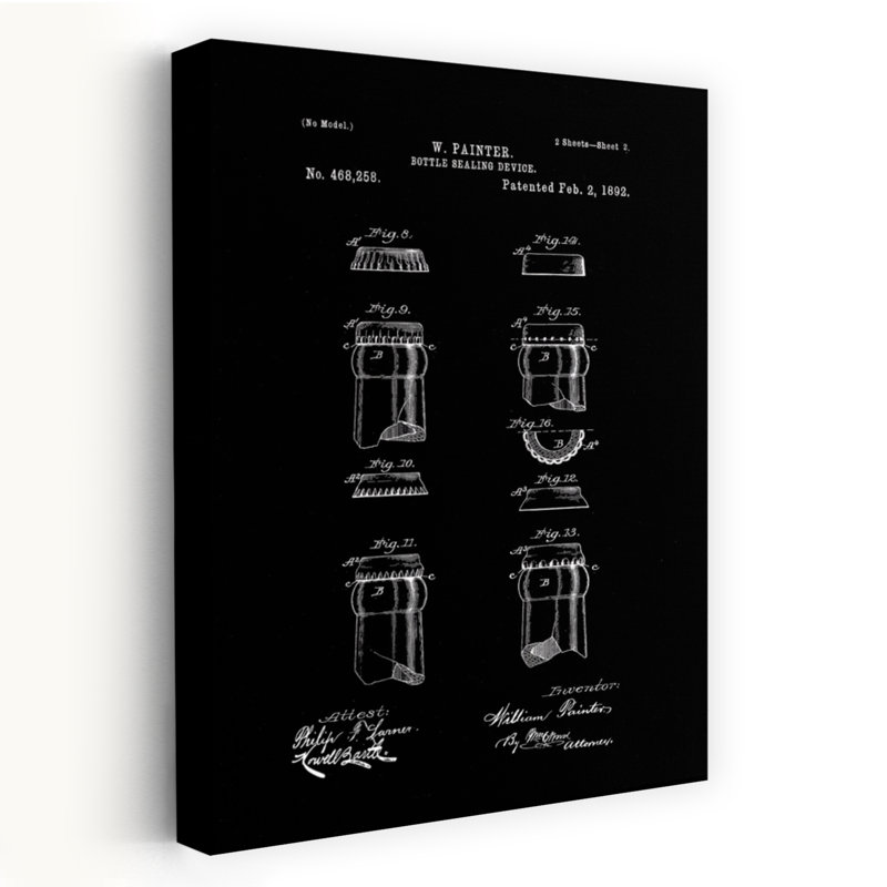 «1892 Bottle S Sealing», art mural rétro industriel rétro, H 36 po x l 24 po