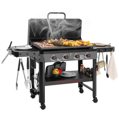 Royal Gourmet 34-Inch 4-Burner Propane Gas Griddle with Hood