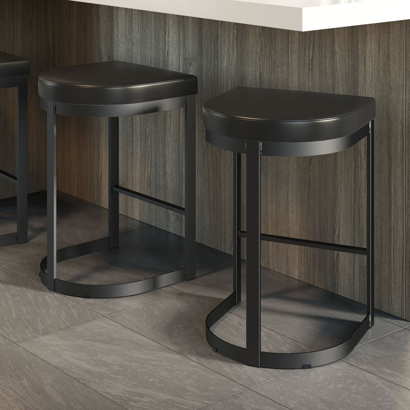 Voight Counter And Bar Stool (Set Of 2), Counter Stool (26” Seat Height), Black, Black