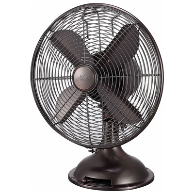 Hunter 90407 12" All Metal Retro Oscillating Table Fan W/ 3 Speeds, Onyx Copper