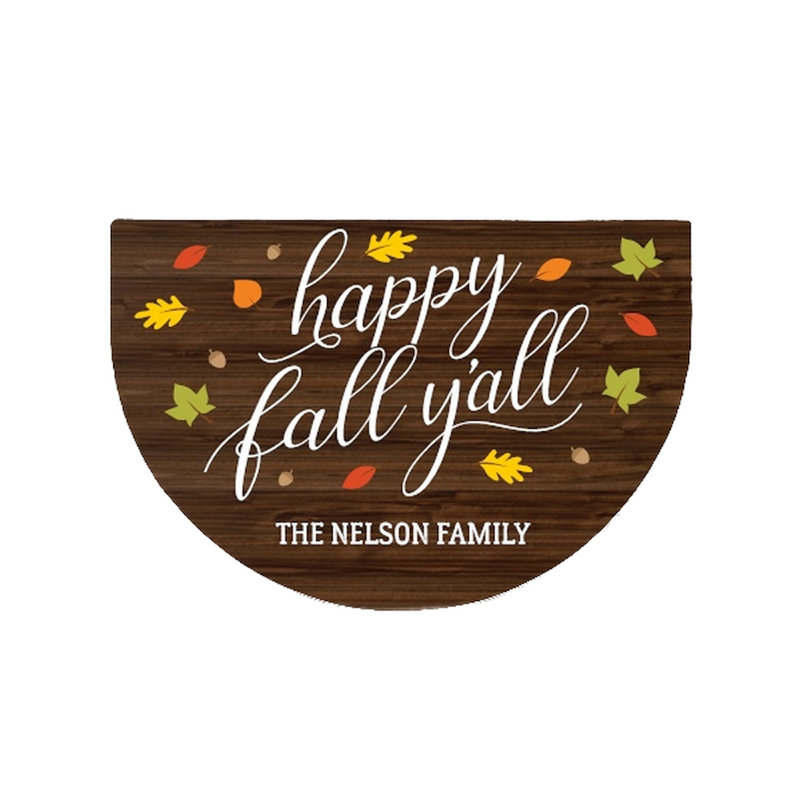  Happy Fall Y'All Personalized Half Round Doormat, Yes