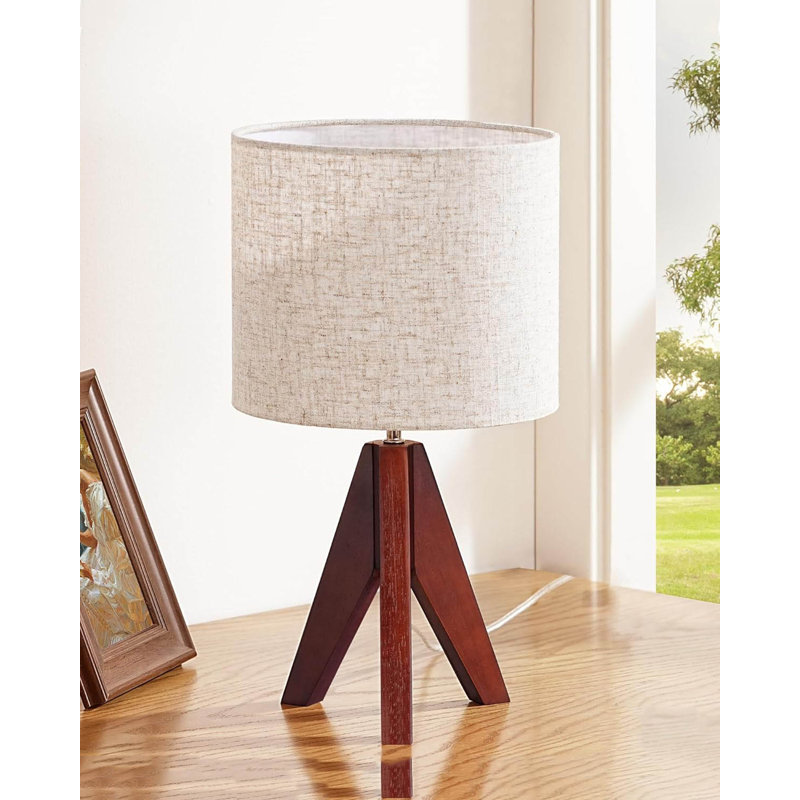Wood Table Lamp, Oak, Light Grey