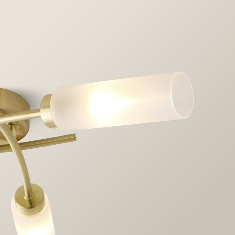 Abrianne Glass Semi Flush Mount, Brushed Gold, No