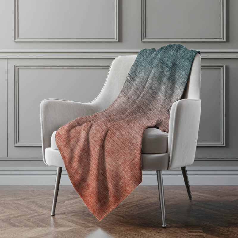 Addison Machine Washable Sherpa Ombre Throw Blanket, Teal