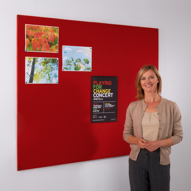 Wall Mounted Bulletin Board, 120 cm H x 180 cm W, Red