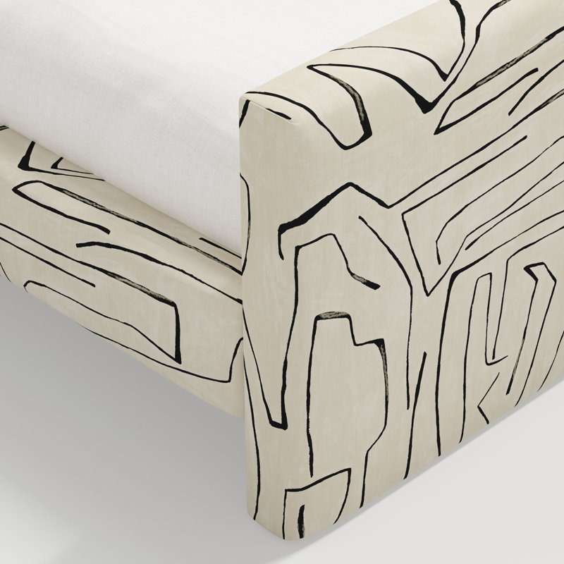 Upholstered Bed, Queen, Graffito Linen Onyx