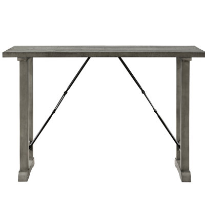 Table de salle à manger à hauteur de comptoir en gris, design industriel d'inspiration industrielle, 4 places, en placage et en métal, cuisine de 54 po de largeur, table, bois, métal