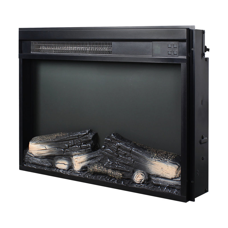 Foyer électrique encastrable 23 pouces, flamme réaliste, bûche, télécommande, minuterie, protection contre la surchauffe, chaleur de 1400 W, 5000 par heure, 11 réglages de température, source DEL de 50 000 heures, 4 réglables