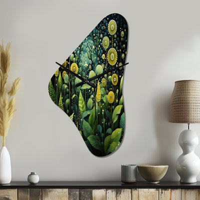 Sabas - Boomerang Shape Large Green Wall Clock - Unique Shape