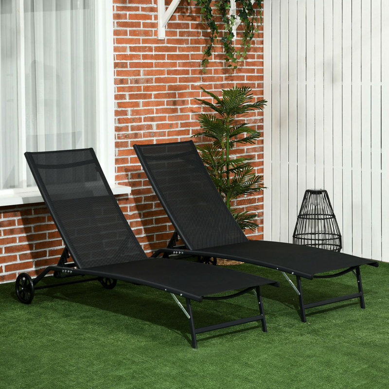 Chaise longue inclinable 65,25 po Arabu, Noir, noir, noir, noir