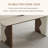 63" Modern Rectangular Dining Table For 4-6 People, Kitchen Table With Travertine Tabletop And Unique Two-color Design Legs, Easy Assembly For Dining Room, Kitchen, Living Room
