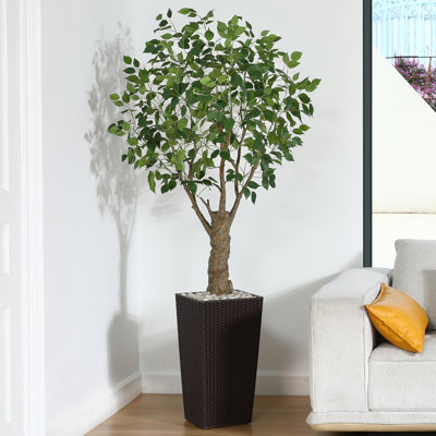 Ficus artificiel Adcock résistant aux rayons UV avec grand pot à fleurs, ficus artificiel pour l'extérieur intérieur