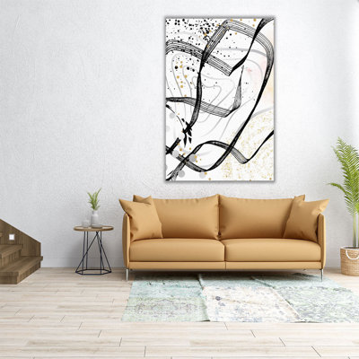 «Sparkle Geometric 1 Black and White», reproduction d'art sur toile