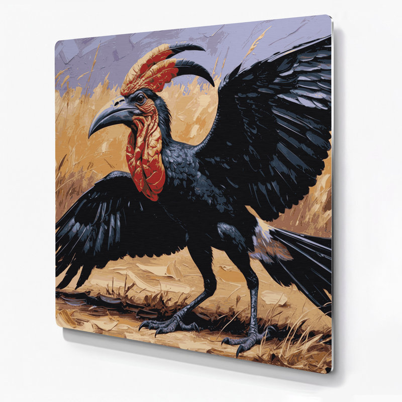 Faune, calao brun, art mural en métal, H 16 po x l 16 po