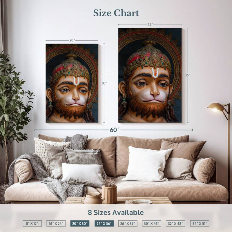 Adol dieu indou Hanuman Idol, H 36 po x l 24 po