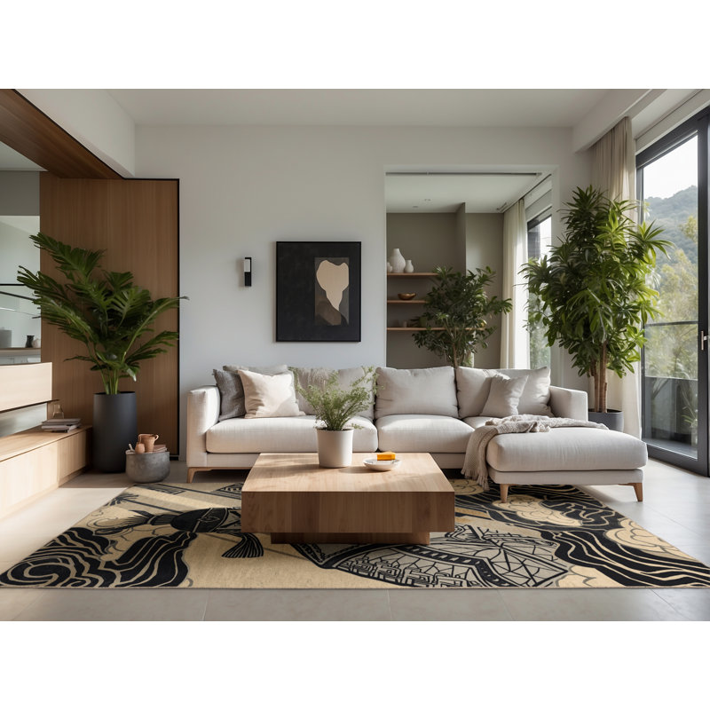 Soft Plush Dunkle Genghis Khan Classic Oriental Area Rug in Gray – Beige Binding, 3x5