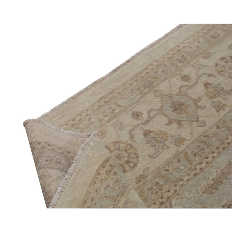 Tapis crème / bleu clair noué à la main de haute qualité