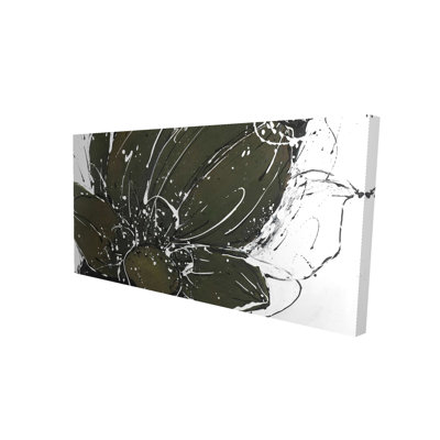 Fleur abstraite avec éclaboussures de peinture - Toile contemporaine verte
