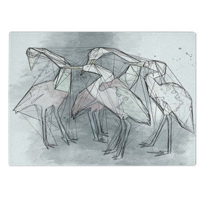 Glass Heron Birds in Abstract Chopping Board