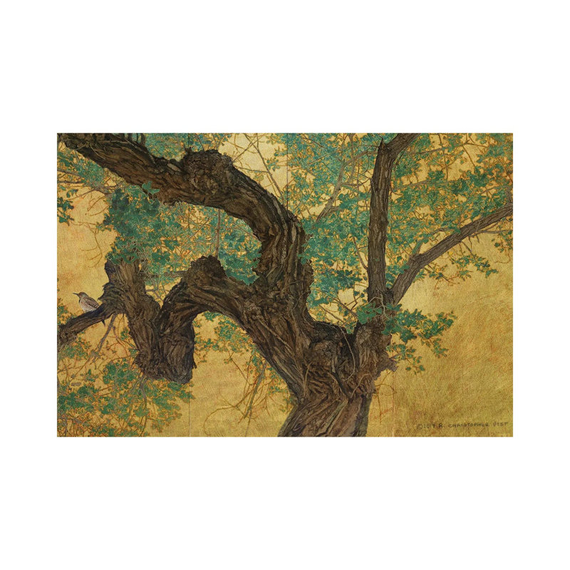Trunk On Goldleaf by Christopher Vest - Wrapped Canvas Painting, 20.32 cm H x 30.48 cm W