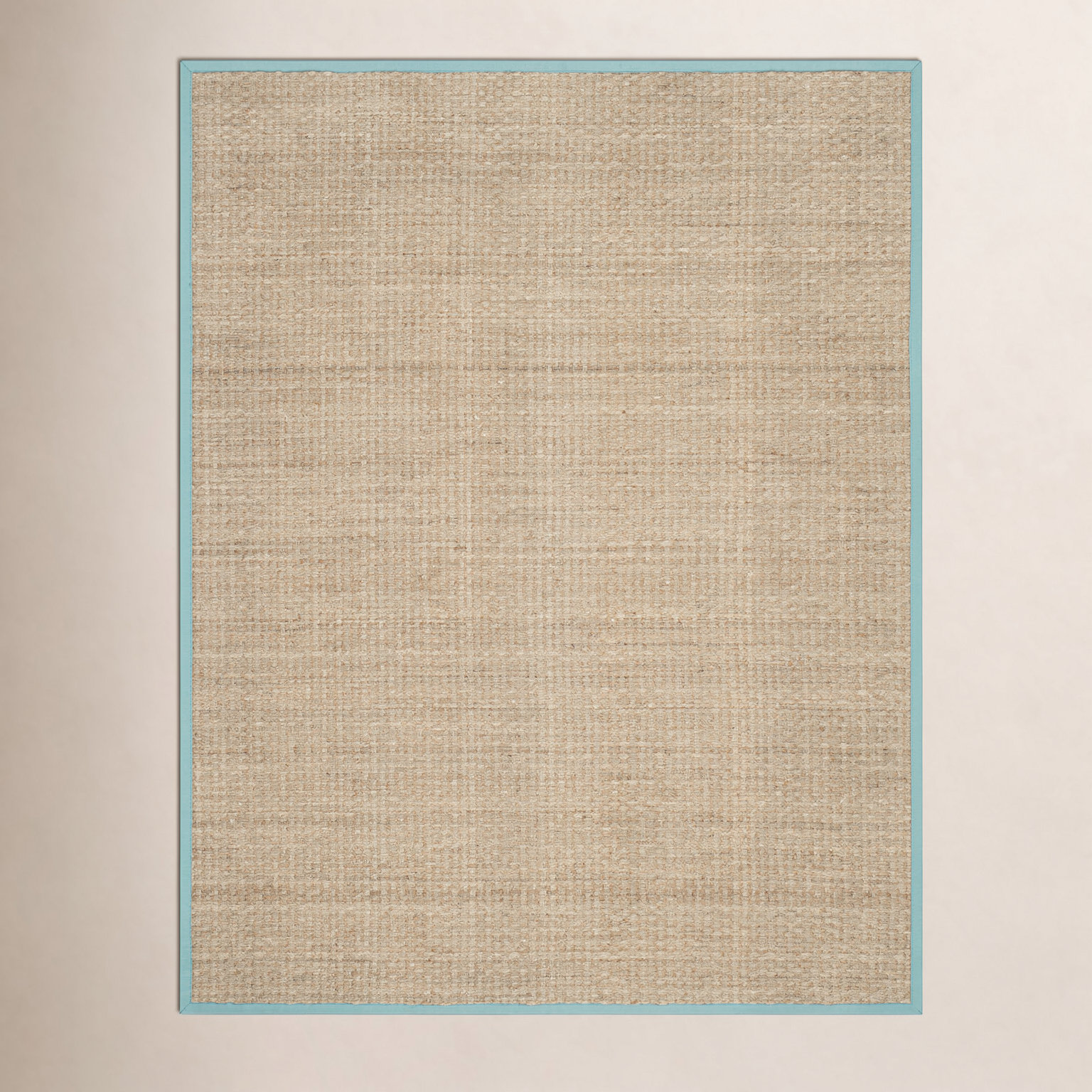 Natural Teal Bamboo Seagrass Rug, Rectangle 6' x 9'
