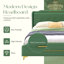 Structure de lit tapissier moderne, lit plateforme grand avec tête de lit à oreilles, revêtement en similicuir, aucun sommier nécessaire, silencieux, cadre de lit robuste pour la chambre à coucher, vert-1995801403-1995801401