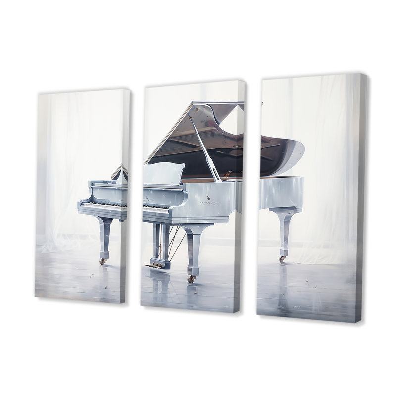 Gris piano Winter Echoes I - ensemble de décoration murale piano, H 40 po x l 60 po x P 1 po