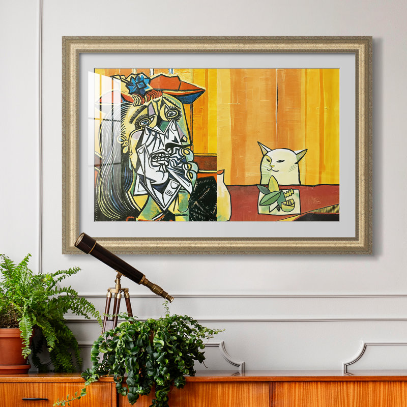 Même une femme criant après un chat (parodie de Picasso), vers 2019 - Artiste Internet (inconnu) - Tirage encadré sur mesure
