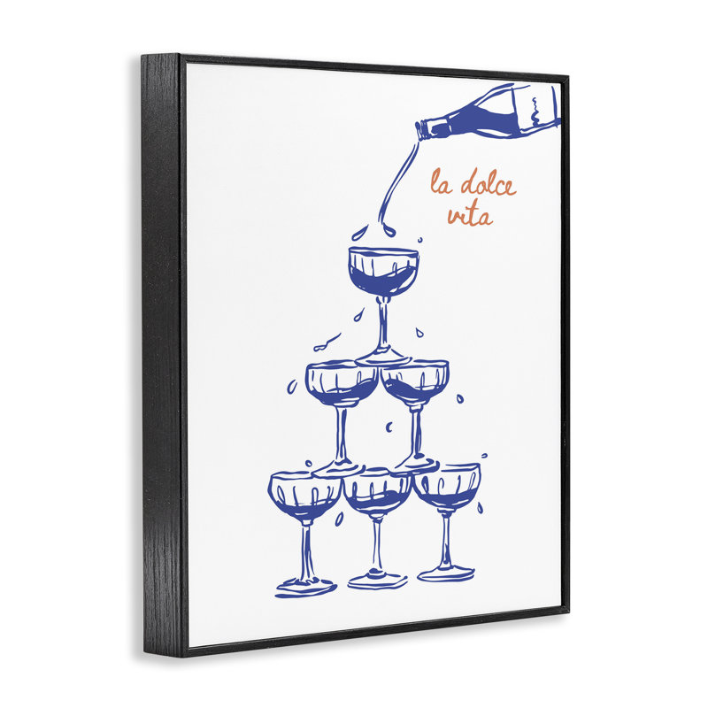 «Versing Champagne Tower», art de la giclée encadrée, design par lettré et doublé, Giclée encadrée noir minuit