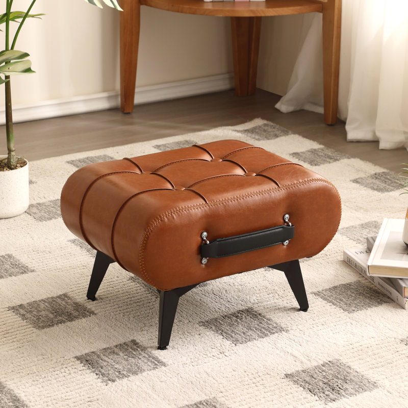 Repose-pieds rembourré en similicuir, repose-pieds, tabouret décoratif pour la maison, Brun