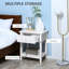 Table de bout à 2 tiroirs, table de bout moderne blanche pour chambre à coucher, hauteur 23,5 po avec tablette, hauteur 23,5 po