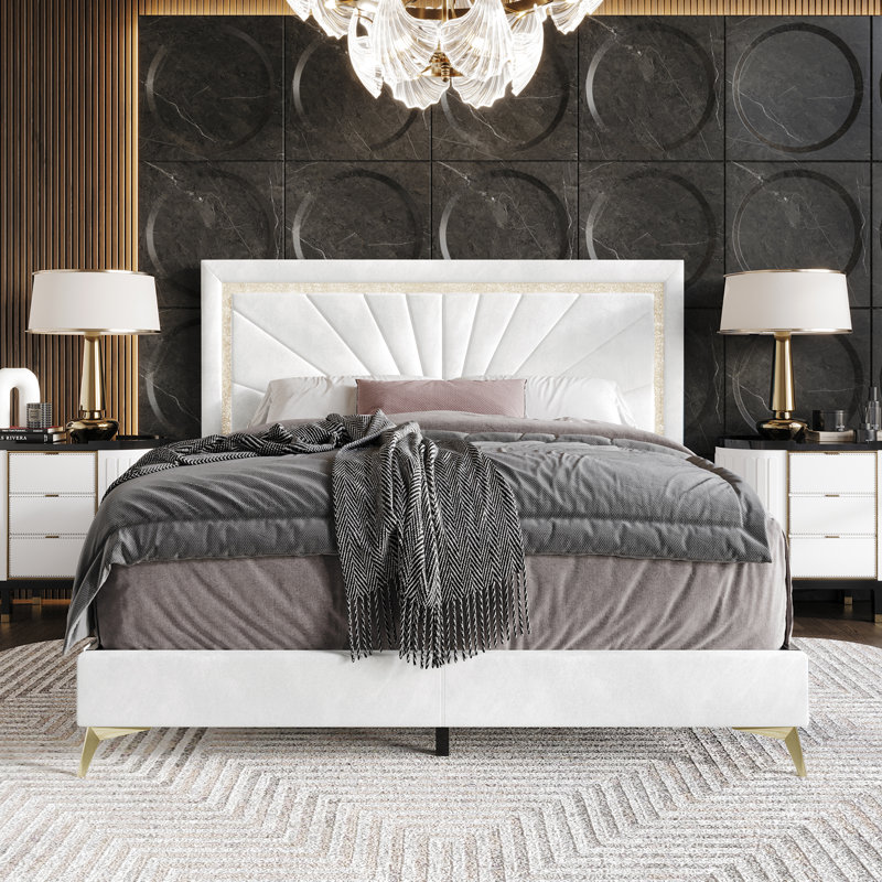 Soufian Upholstered Standard Bed, Full, White