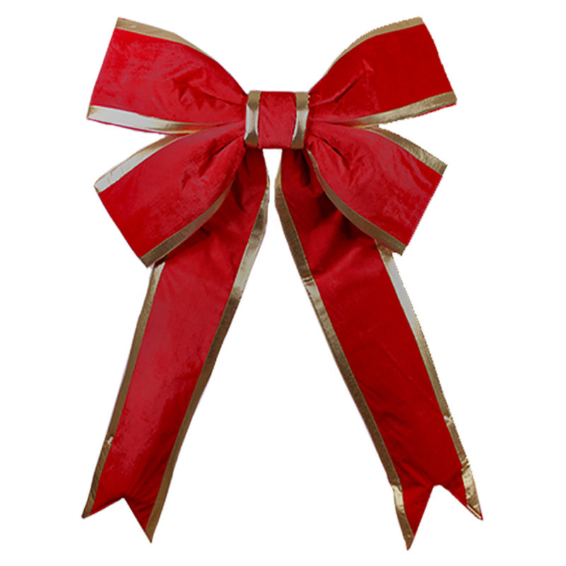 48" Velvet Bow, Red/Gold
