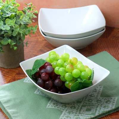 Our Table Simply White 6 Piece 7 Inch Rectangular Porcelain Bowl Set in White