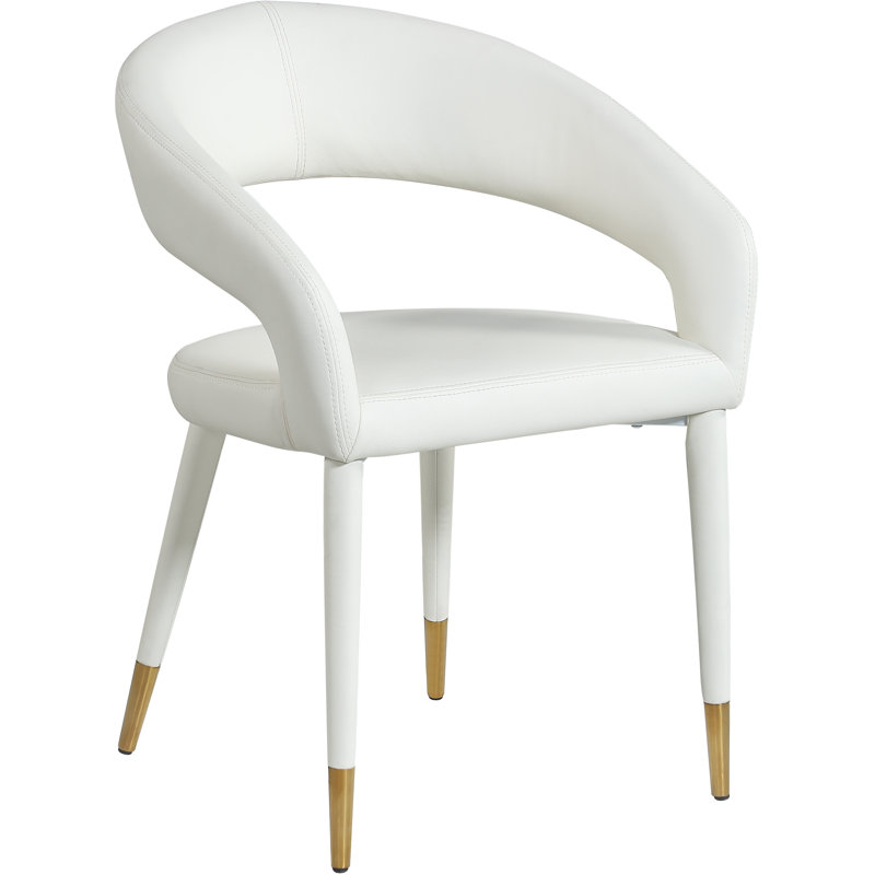 Yonkers 19.29'' H Vegan Leather Upholstered Armchair, White Vegan Leather