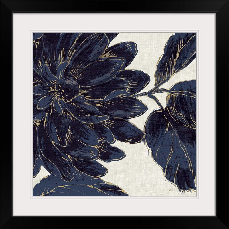 «Indigo Garden I», reproduction d'impression, H 28 x l 28 po x P 1 po, Cadre noir