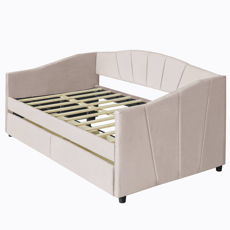 Dieatra Upholstered Daybed, Beige, Drawers Included