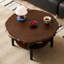 Table basse ronde en bois massif noyer-125628046
