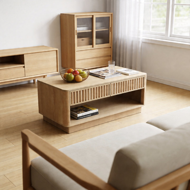Cylora 45.6" Coffee Table with 2-Drawer