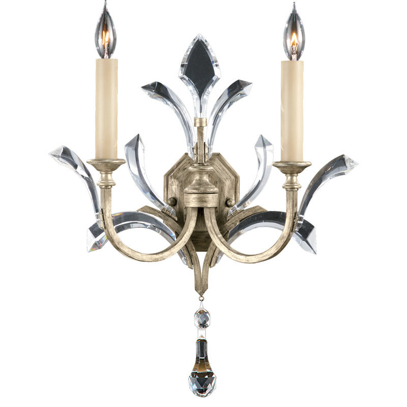 Beveled Arcs Candle Wall Light, Muted Silver Leaf