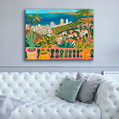 «Verdant Terrace Embrace Coastal Metropolis» par Doron David, art mural sur toile, 54 po x 40 po