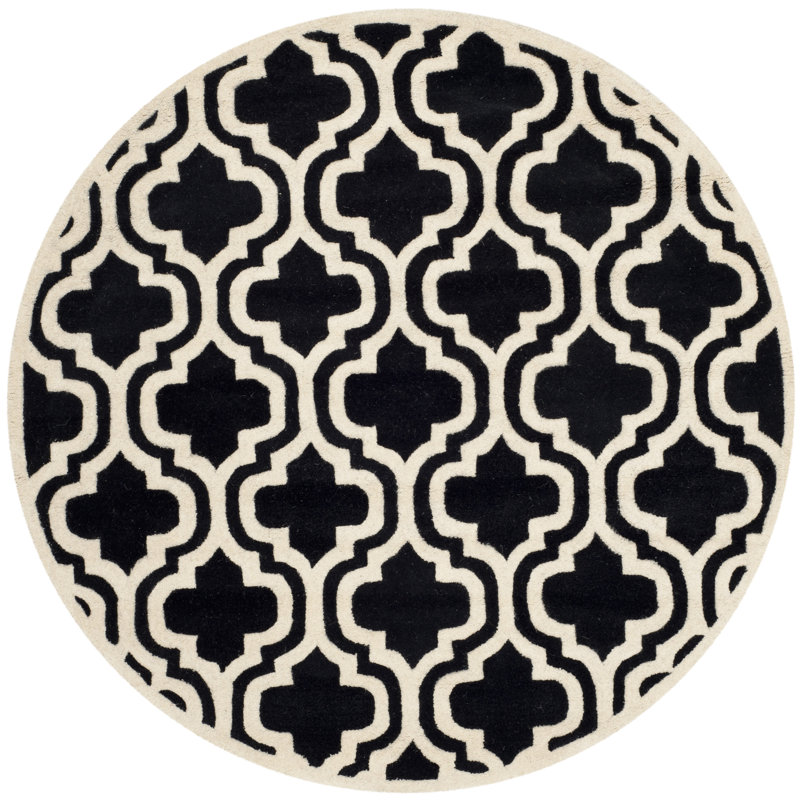 Carolene Hand Tufted Wool Geometric Rug, Round 5'
