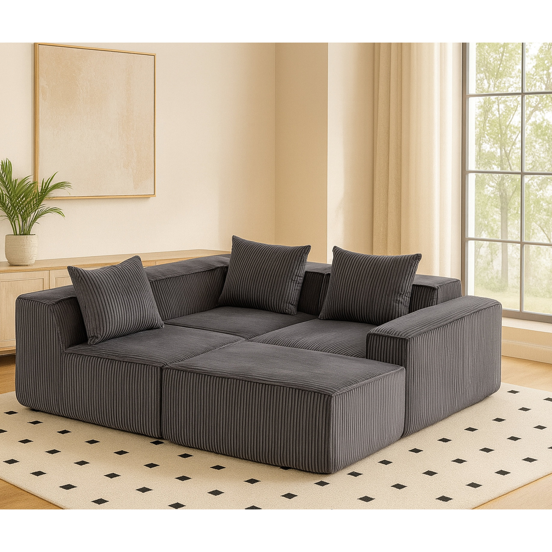 Latitude Run® 4 - Seat Compression With Brown Corduroy Upholstery, Soft ...