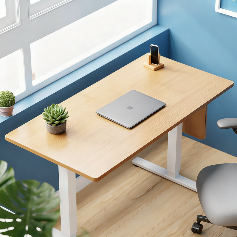 Electric Standing Desk With Memory Presets, 48X24 Inch Sit Stand Desk For Home Office, Adjustable Height Computer Workstation With Splice Wood Top And Sturdy Metal Frame