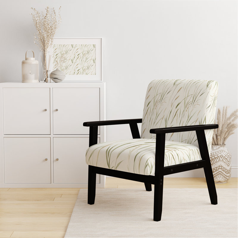Chaise d'appoint Floral, Accoudoirs carrés noirs